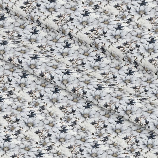 White Flowers Pattern 8 Quilting Cotton Fabric
