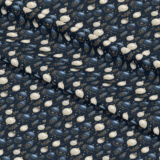 Navy and Cream Christmas Pattern 7 Quilting Cotton Fabric