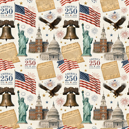 250th Anniversary Pattern 5 Quilting Cotton Fabric