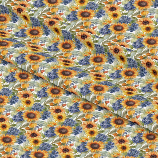Sunflower and Butterfly Pattern 24 Quilting Cotton Fabric