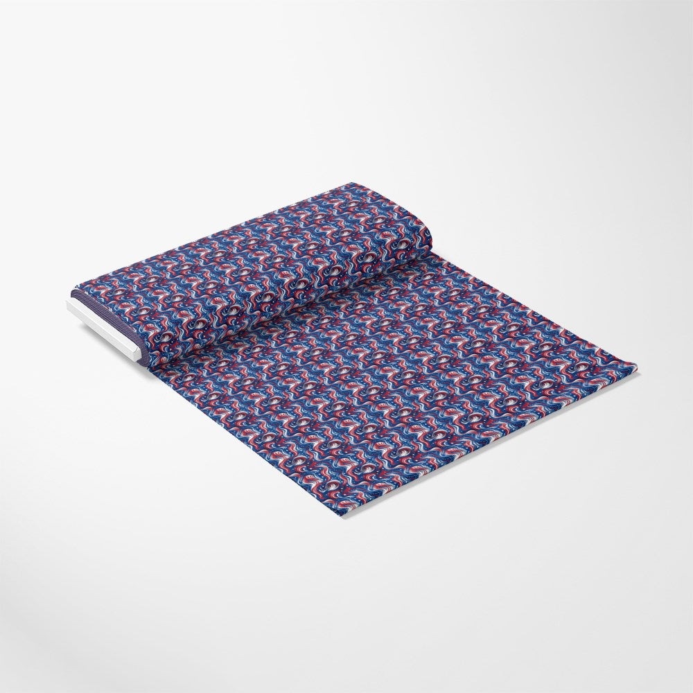 USA Flag Swirls Pattern 2 Quilting Cotton Fabric
