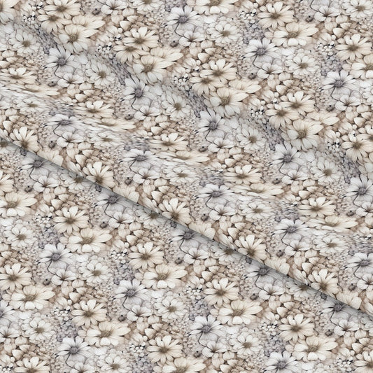 White Flowers Pattern 9 Quilting Cotton Fabric