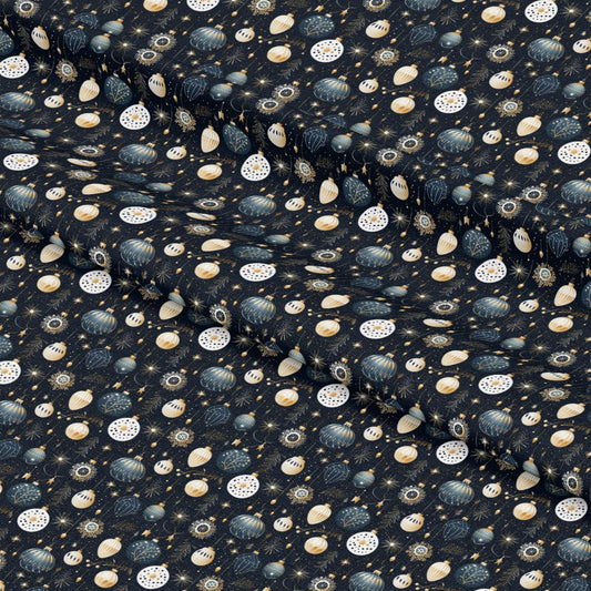 Navy and Cream Christmas Pattern 5 Quilting Cotton Fabric