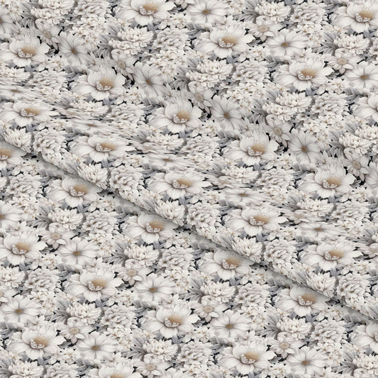 White Flowers Pattern 11 Quilting Cotton Fabric