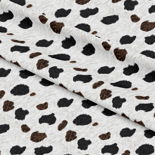 Bold Brown and White Cow Pattern 11 Quilting Cotton Fabric