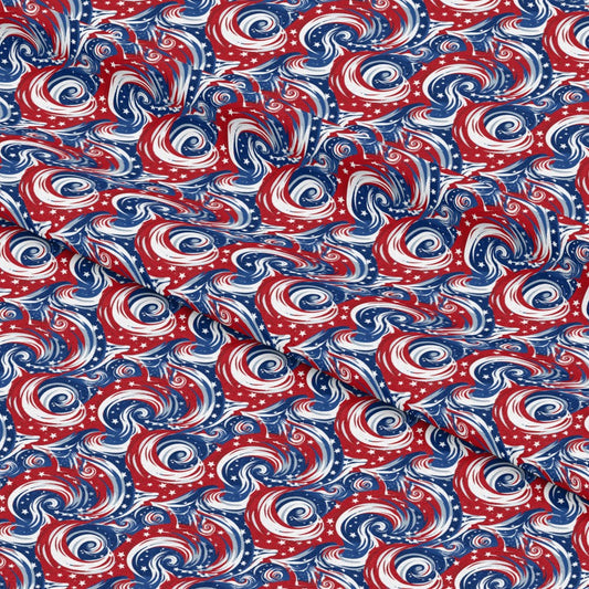 USA Flag Swirls Pattern 1 Quilting Cotton Fabric