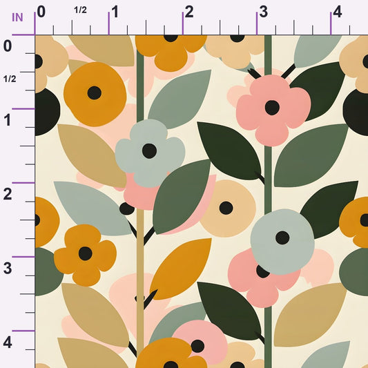 70s Retro Flowers Pattern 12 Minky Fabric