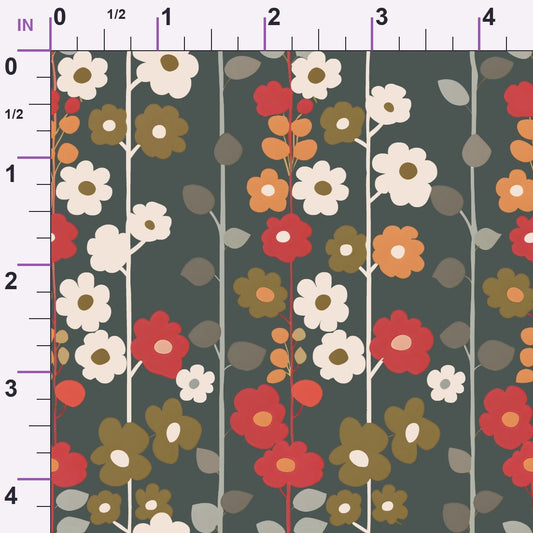 70s Retro Flowers Pattern 13 Minky Fabric