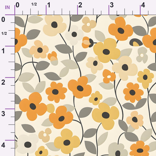 70s Retro Flowers Pattern 3 Minky Fabric