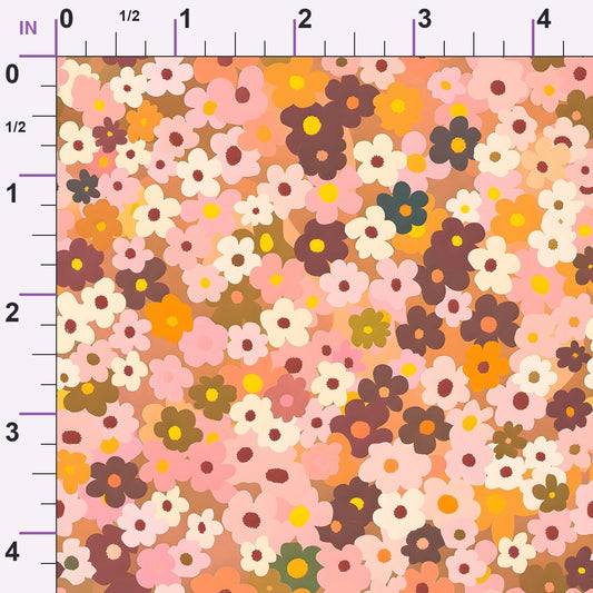 70s Retro Flowers Pattern 6 Minky Fabric