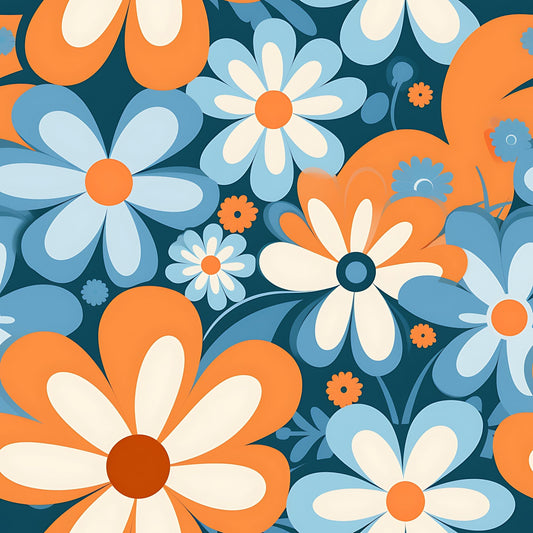 70s Retro Groovy Floral Pattern 15 Quilting Cotton Fabric