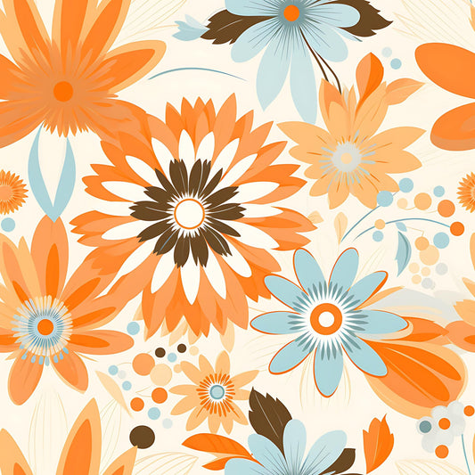 70s Retro Groovy Floral Pattern 26 Quilting Cotton Fabric