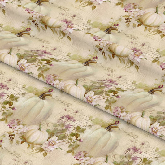 White Fall Pumpkins Pattern 16 Quilting Cotton Fabric