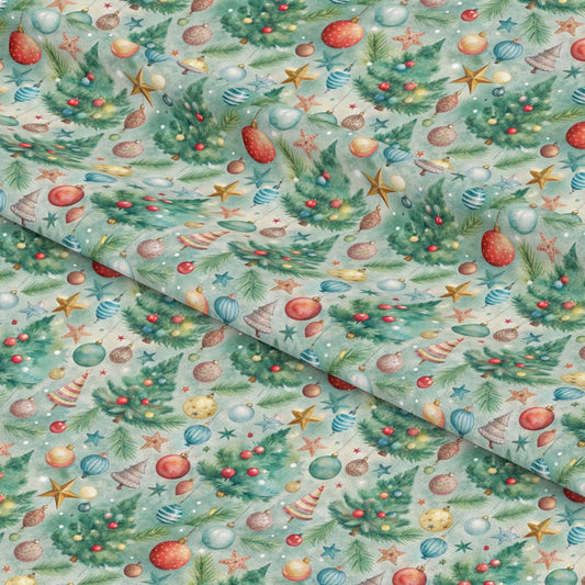 Pastel Christmas Time Pattern 4 Quilting Cotton Fabric