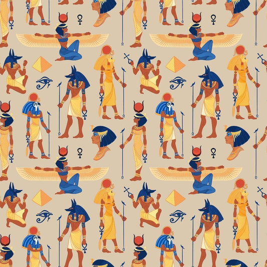 Egyptian Hieroglyphs Pattern 14 Quilting Cotton Fabric