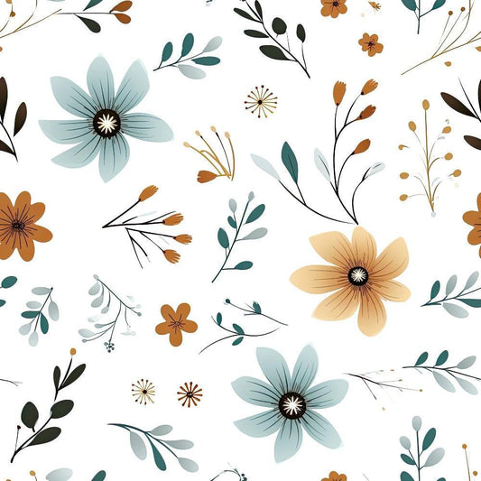 Minimalist Boho Flowers Pattern 1 Quilting Cotton Fabric