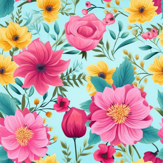 Bright Summer Blooming Flowers 11 Quilting Cotton Fabric