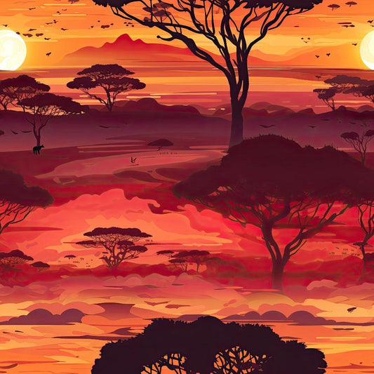African Safari Sunset Pattern 10 Quilting Cotton Fabric