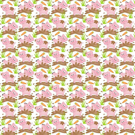 Cartoon Farm Animals Pattern 1 Quilting Cotton Fabric