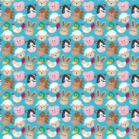 Cartoon Farm Animals Pattern 2 Quilting Cotton Fabric