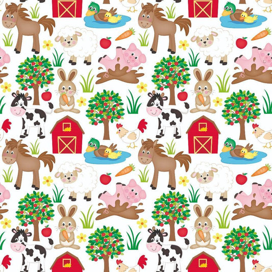 Cartoon Farm Animals Pattern 10 Quilting Cotton Fabric