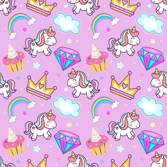 Cartoon Unicorns Pattern 3 Quilting Cotton Fabric