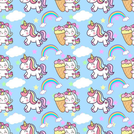 Cartoon Unicorns Pattern 5 Quilting Cotton Fabric
