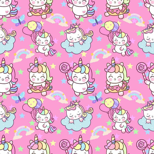 Cartoon Unicorns Pattern 10 Quilting Cotton Fabric