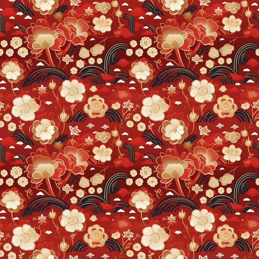Chinese Lunar Lantern Lights Pattern 1 Quilting Cotton Fabric