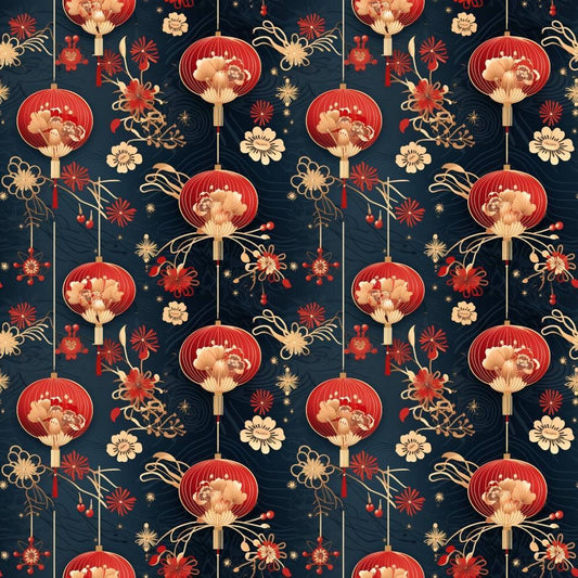 Chinese Lunar Lantern Lights Pattern 2 Quilting Cotton Fabric