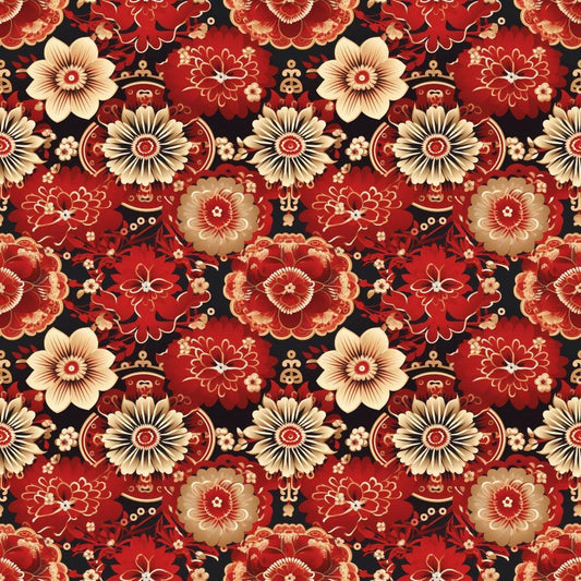 Chinese Lunar Lantern Lights Pattern 5 Quilting Cotton Fabric
