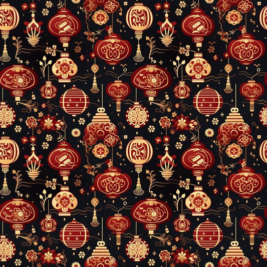 Chinese Lunar Lantern Lights Pattern 11 Quilting Cotton Fabric