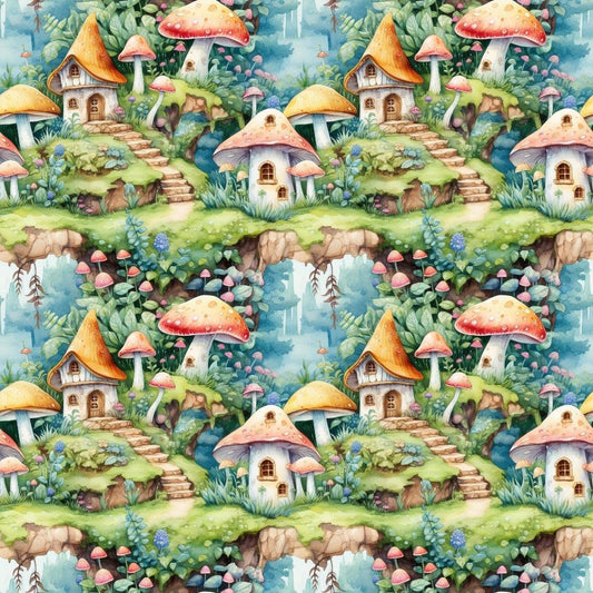 Fairy Houses Pattern 1 Quilting Cotton Fabric