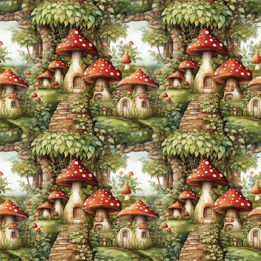 Fairy Houses Pattern 4 Quilting Cotton Fabric