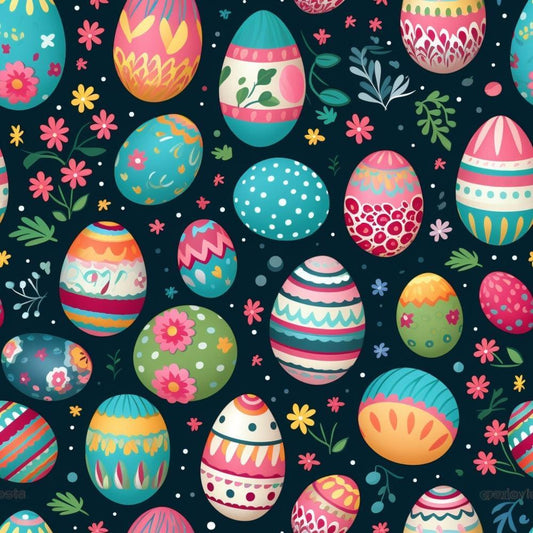 Easter Eggs Pattern 6 Quilting Cotton Fabric