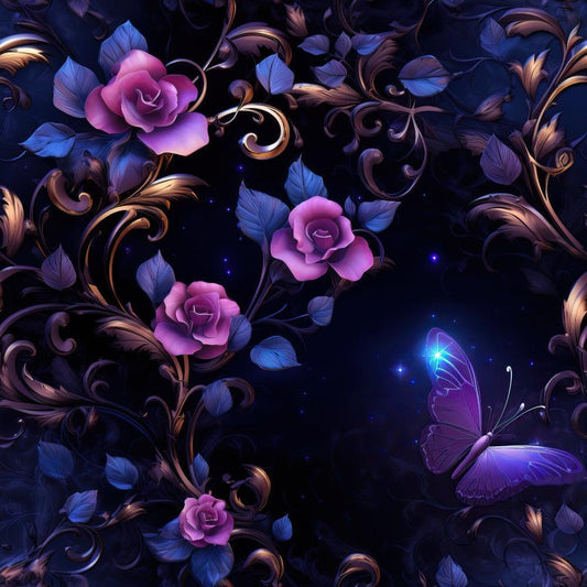 Midnight Garden Pattern 8 Quilting Cotton Fabric