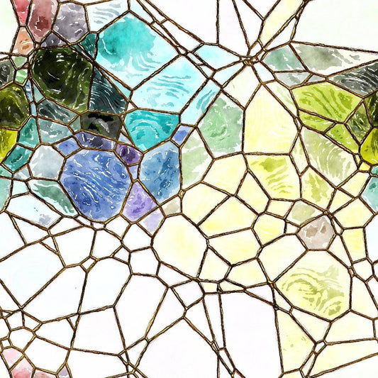 Watercolor Stained Glass Pattern 3 Quilting Cotton Fabric