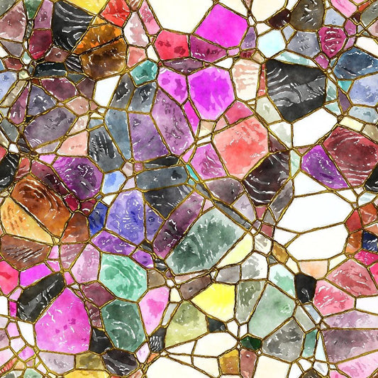 Watercolor Stained Glass Pattern 16 Quilting Cotton Fabric
