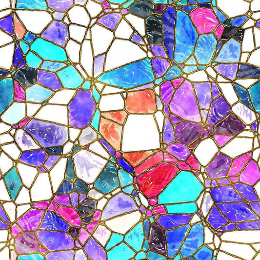 Watercolor Stained Glass Pattern 17 Quilting Cotton Fabric