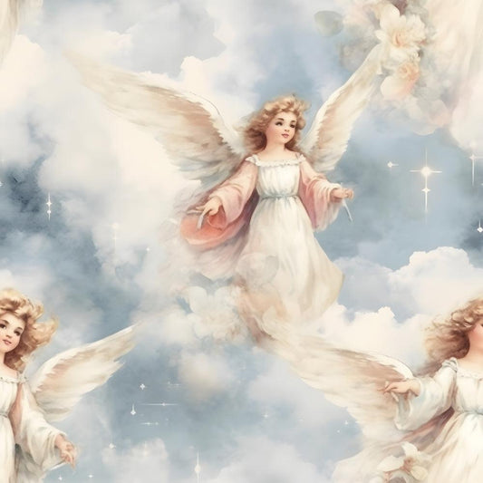 Vintage Angels in Heavenly Skies Pattern 19 Quilting Cotton Fabric