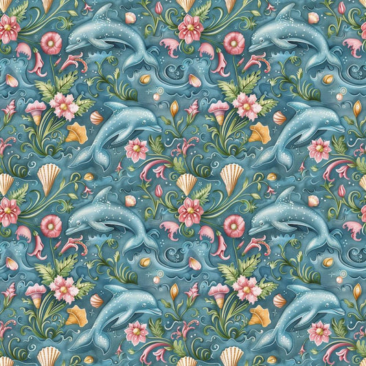Swimming with Dolphins Pattern 6 Quilting Cotton Fabric