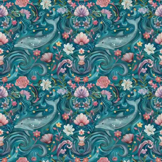 Swimming with Dolphins Pattern 11 Quilting Cotton Fabric