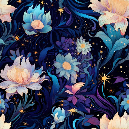 Watercolor Night Nouveau Pattern 1 Quilting Cotton Fabric