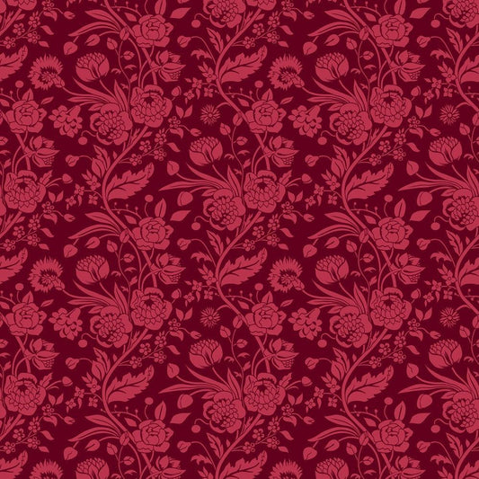 Floral Red on Red Quilting Cotton Fabric