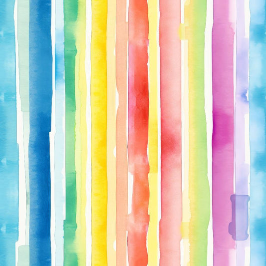 Watercolor Rainbow Stripes Pattern 5 Quilting Cotton Fabric