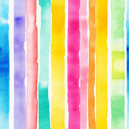 Watercolor Rainbow Stripes Pattern 8 Quilting Cotton Fabric