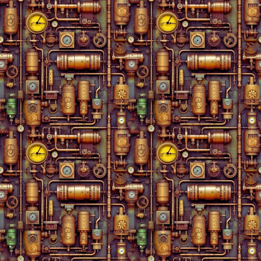 Steampunk Pipes Pattern 3 Quilting Cotton Fabric