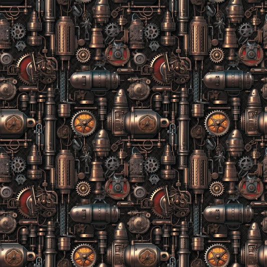 Steampunk Pipes Pattern 5 Quilting Cotton Fabric