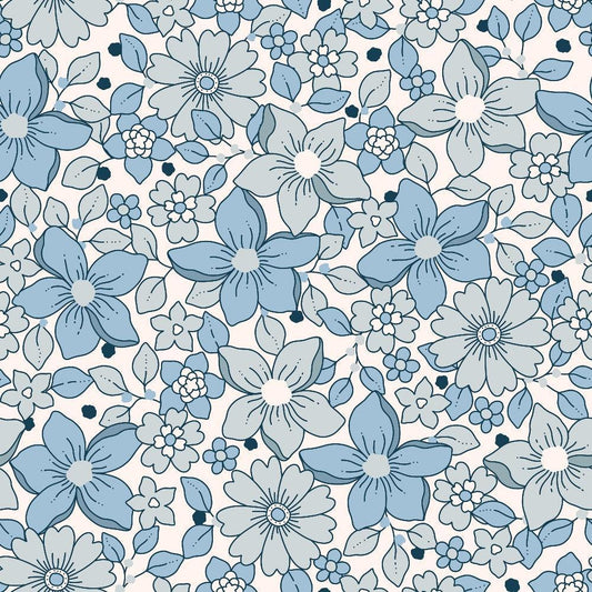 Groovy Blue Boho Pattern 1 Quilting Cotton Fabric