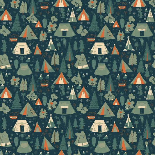 Camping Graphics Pattern 3 Quilting Cotton Fabric